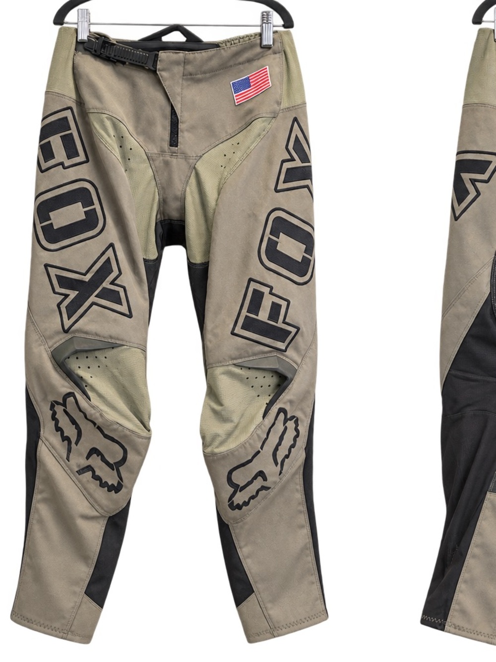 Fox Men's Olive and Black Motocross Pants with Stars Patch